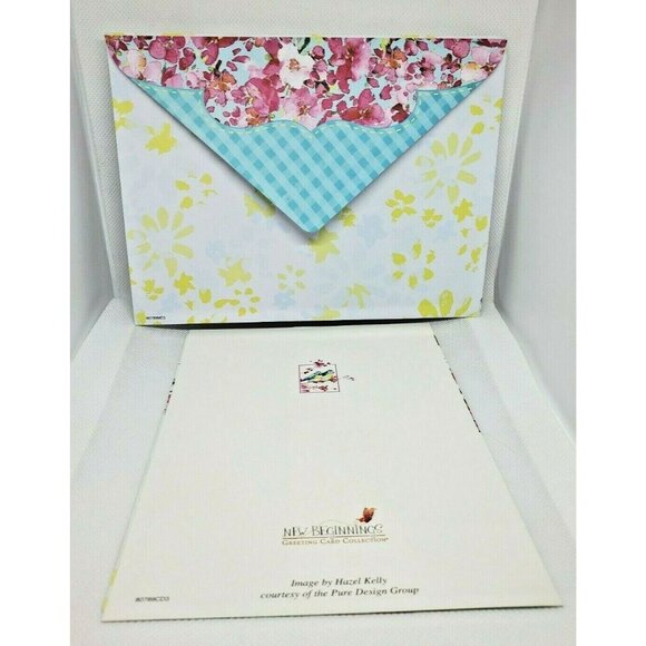 New Beginnings Birthday Card – 2 Blue Birds & Pink Floral Design with Matching E - Picture 8 of 12